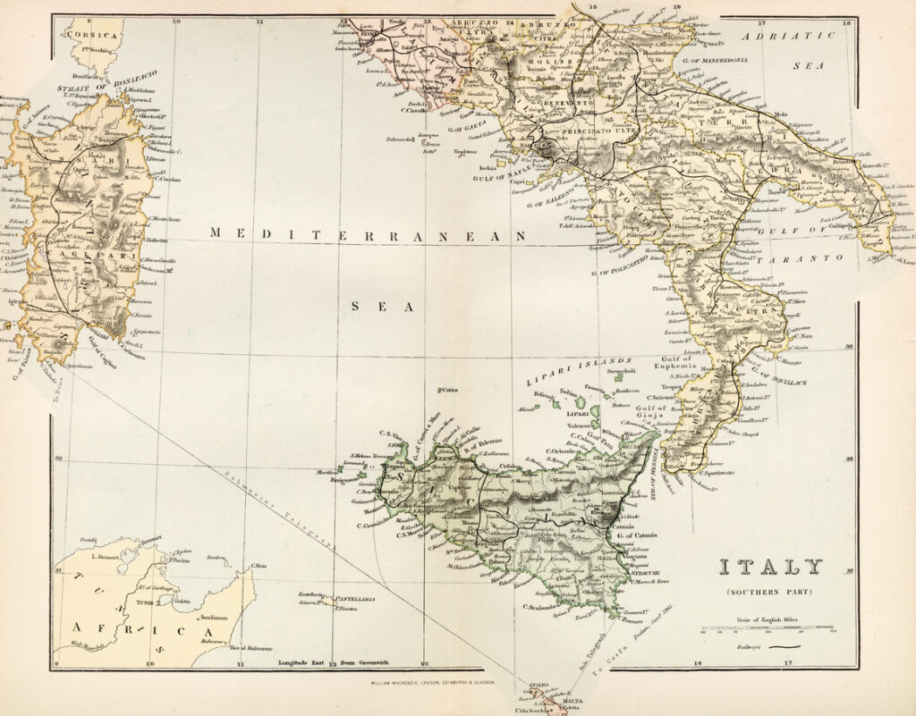 alt="como encontrar certidão italiana do antepassado mapa itália"